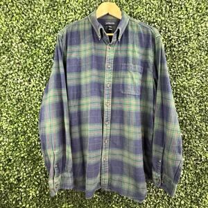 Lands End Mens XLT Flannel Plaid Tartan Traditional Fit Shirt Blue Green Red